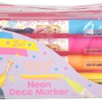 Depesche 3555 TOPModel Decomarker Neon, 4 penne nei colori rosa, arancione, azzurro e giallo, multicolore