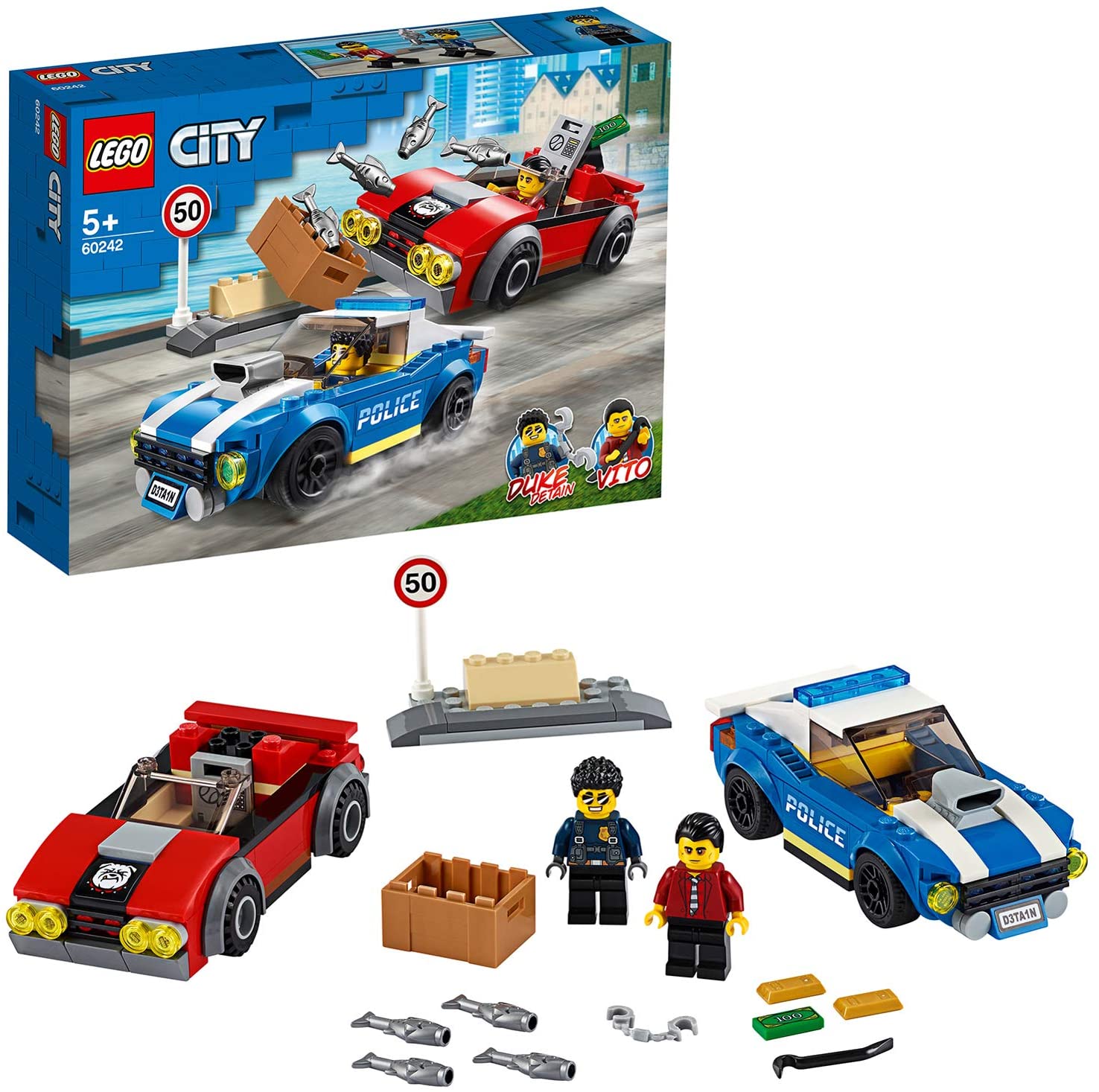 LEGO City Arresto su Strada della Polizia, Set con 2 Macchine Giocattolo e  2 Minifigure, Giochi per Bambini di 5+ Anni, 60242 - ScuolaGio